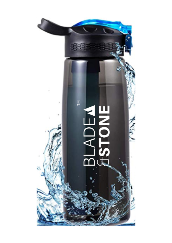 Filter Water Bottle with Squeeze Travel Bag